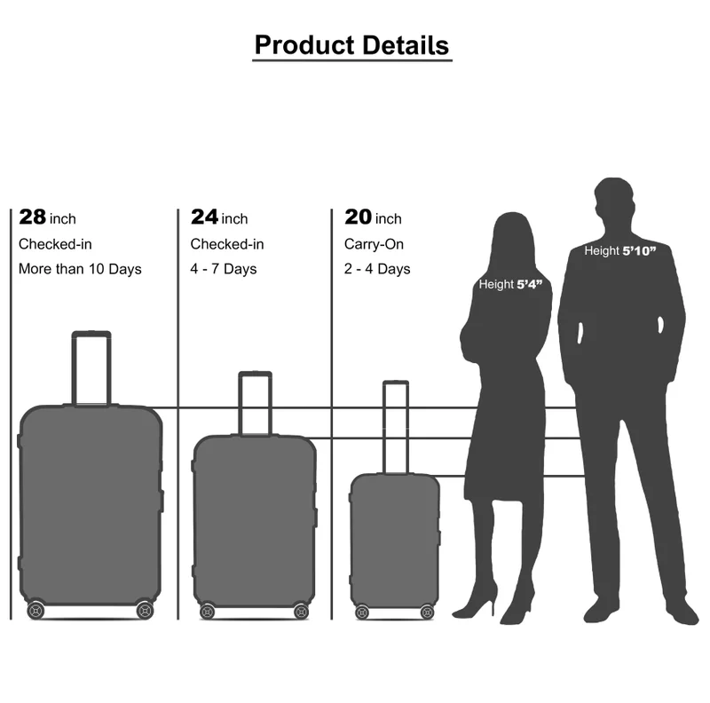 Senator  Unisex PP Fashion Trolley Luggage Set Lightweight Hard-Shell Spinner luggage with 4 Double Spinner Wheel and 3-Digit Combination Lock KH1010 Khaki  | Best Price UAE
